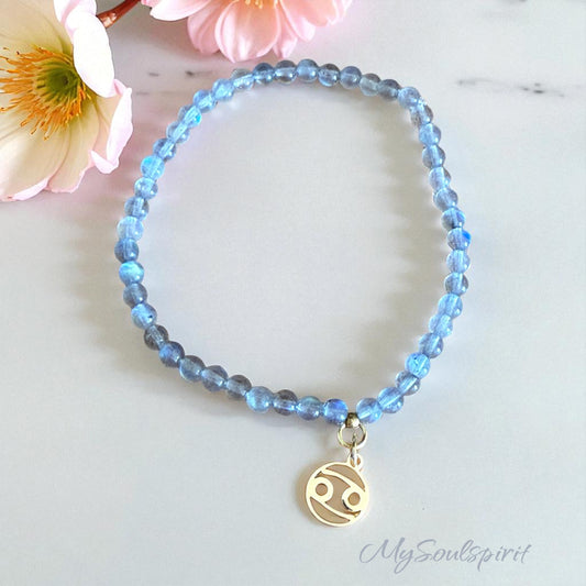 Labradorit Armband mit Sternzeichen Anhänger Krebs