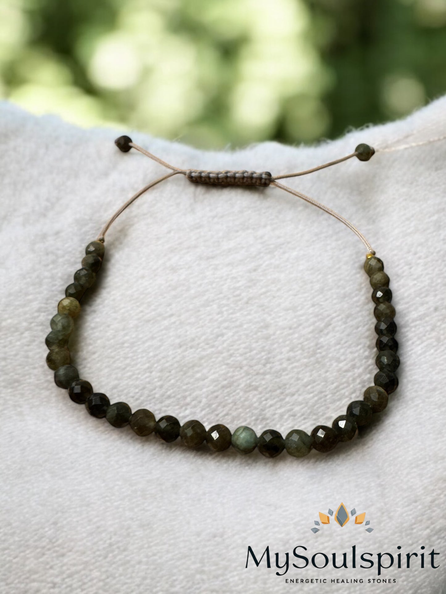 Grüner Turmalin - Flechtarmband 4 mm Perlen facettiert