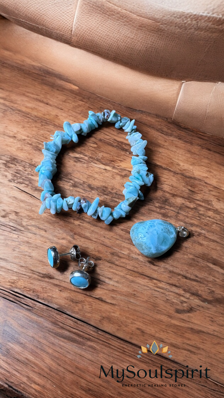 LARIMAR -Set mit Splitter-Armband, Kettenanhänger und Ohrstecker in Geschenkbox