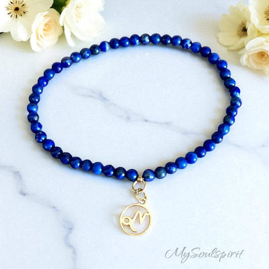 Lapislazuli Armband mit Sternzeichen Anhänger - Steinbock
