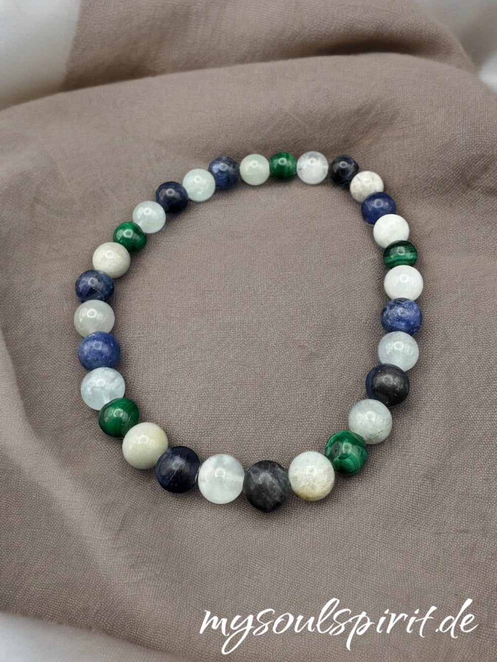 Armband "REISE" - Aquamarin, Malachit und Dumortierit - Gesundheitsarmbänder