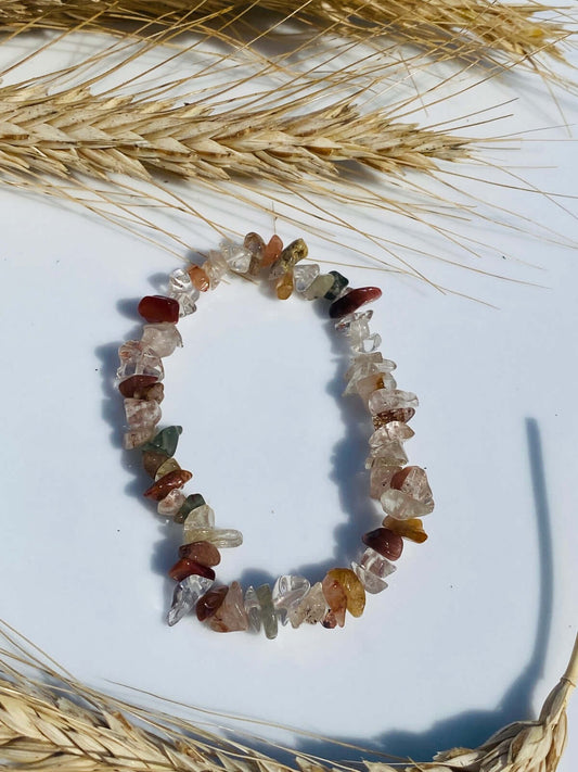 BERGKRISTALL mit Einschlüßen, Splitterarmband - Armband