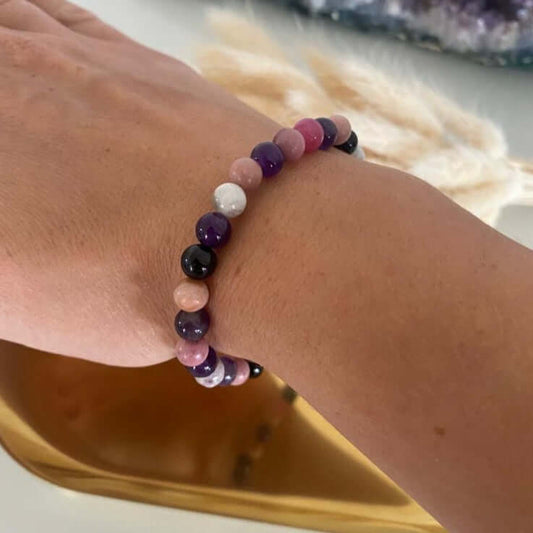 Individuelles ARMBAND mit 6 - 8 mm Perlen handgefertigt Sonderanfertigung - Armband