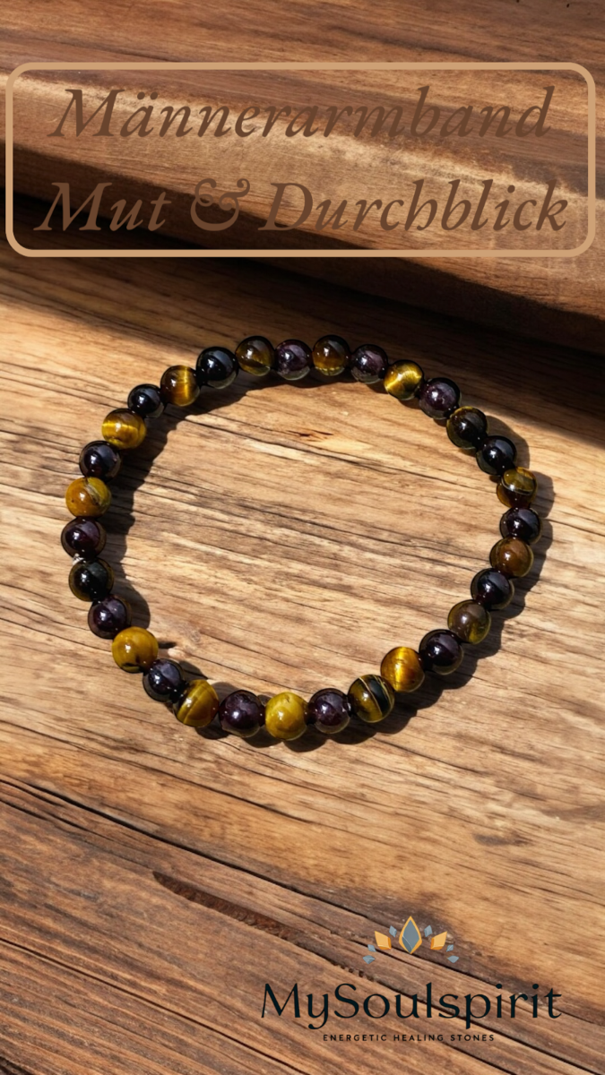 BRACELET de confiance basique pour homme en OEIL DE TIGRE / GRENAT