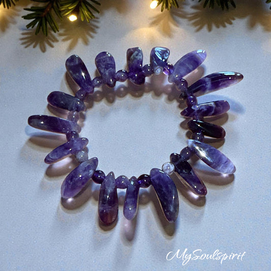 AMETHYST Splitterarmband - große Splitter & Perlen