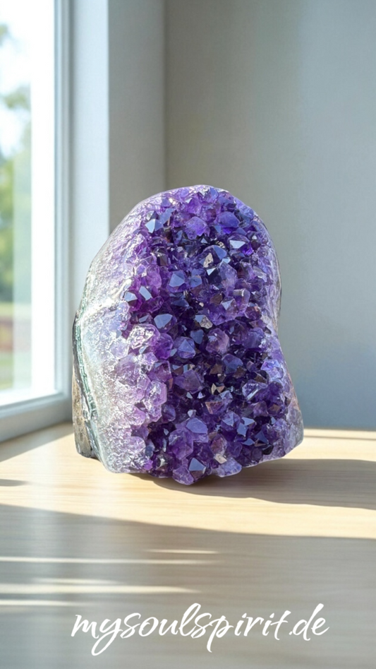 Amethyst Druse auf Fensterbank