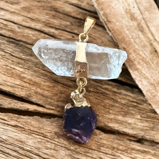 BERGKRISTALL / AMETHYST Doppelanhänger