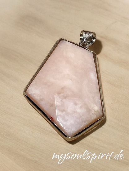 Pink Opal Anhänger ca 44x27 mm silberfarben