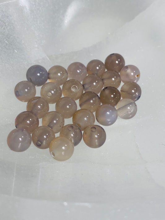 Perles d'agate grise - 10 pcs