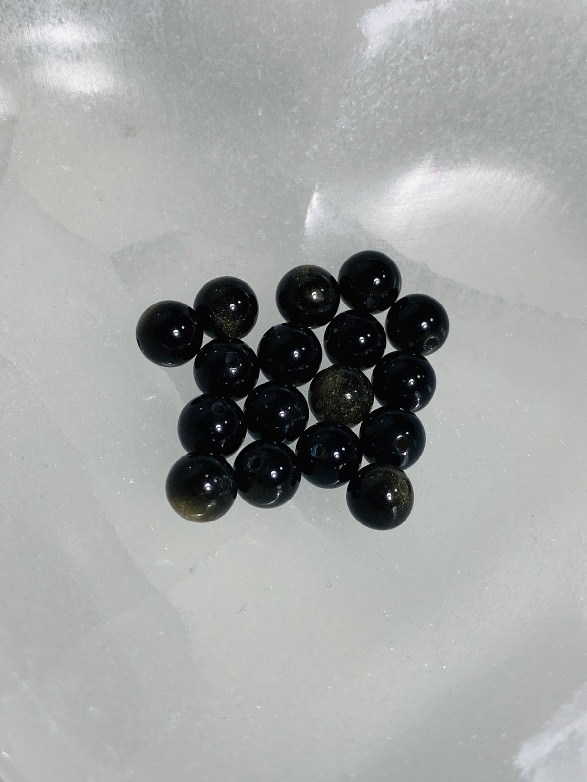 Perles d'obsidienne - 10 pièces