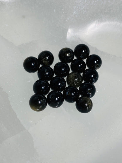 Perles d'obsidienne - 10 pièces