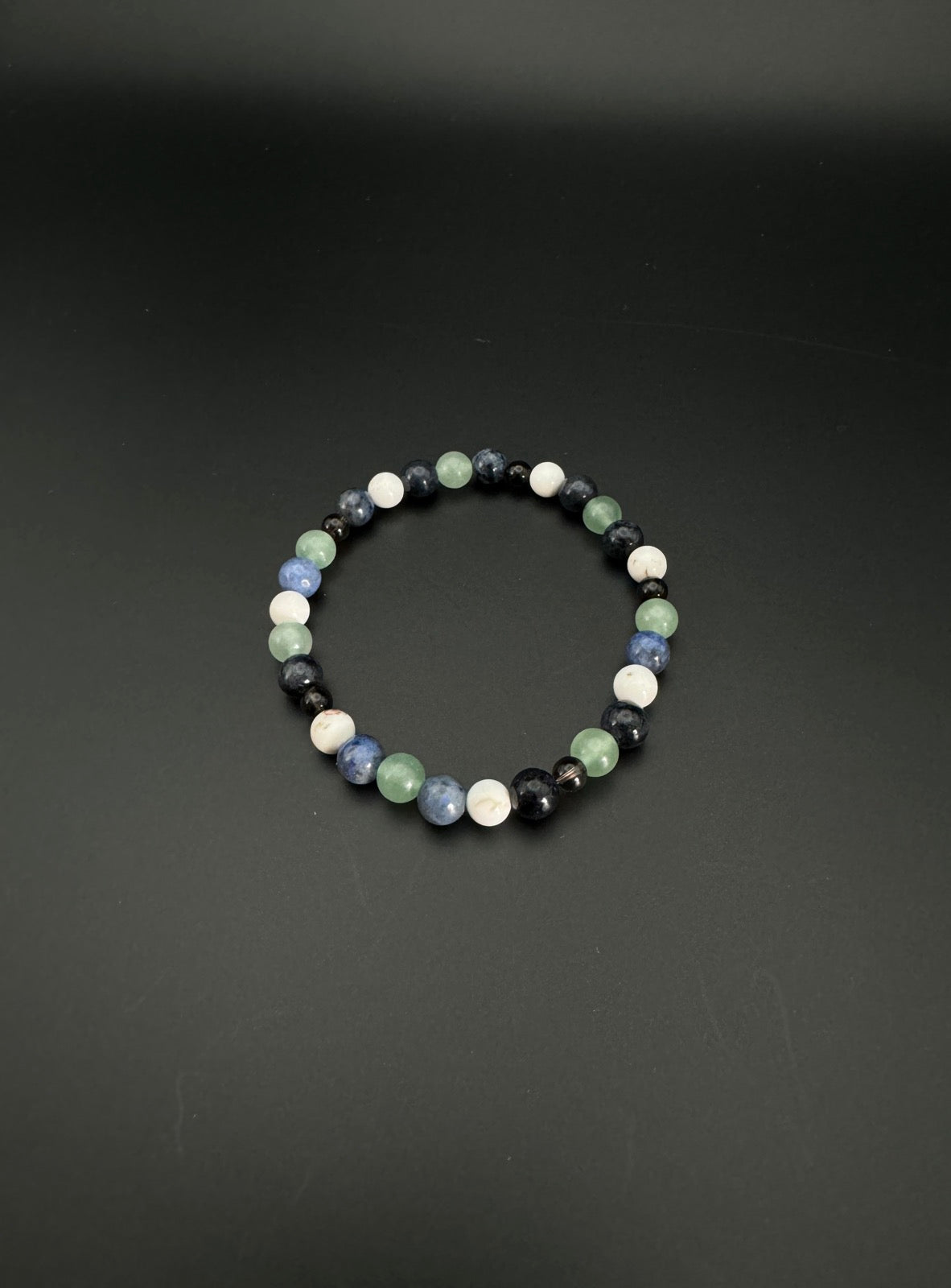 BRACELET "ANTISTRESS" Aventurine, Dumortiérite et Magnésite, Quartz Fumé 