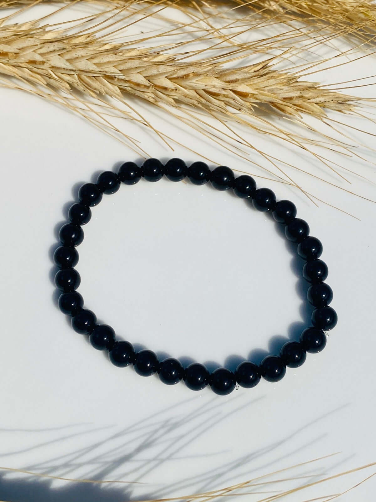 Bracelet en pierre de guérison ONYX avec 28 perles et 17 cm de circonférence