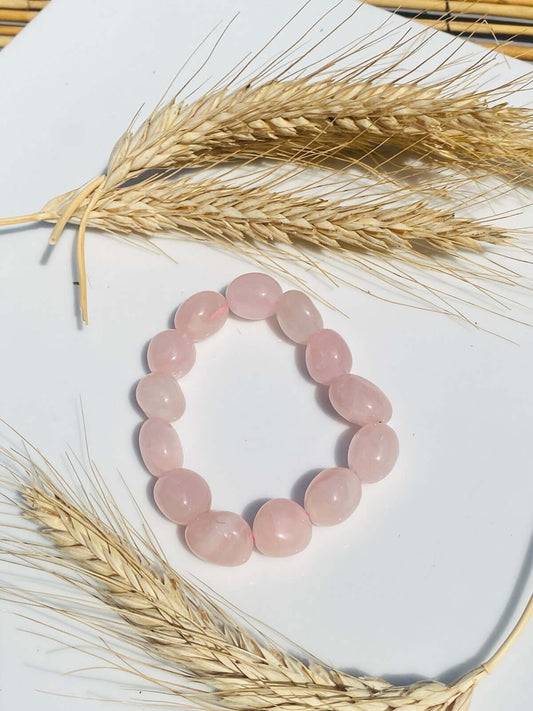 Bracelet pierre roulée QUARTZ ROSE