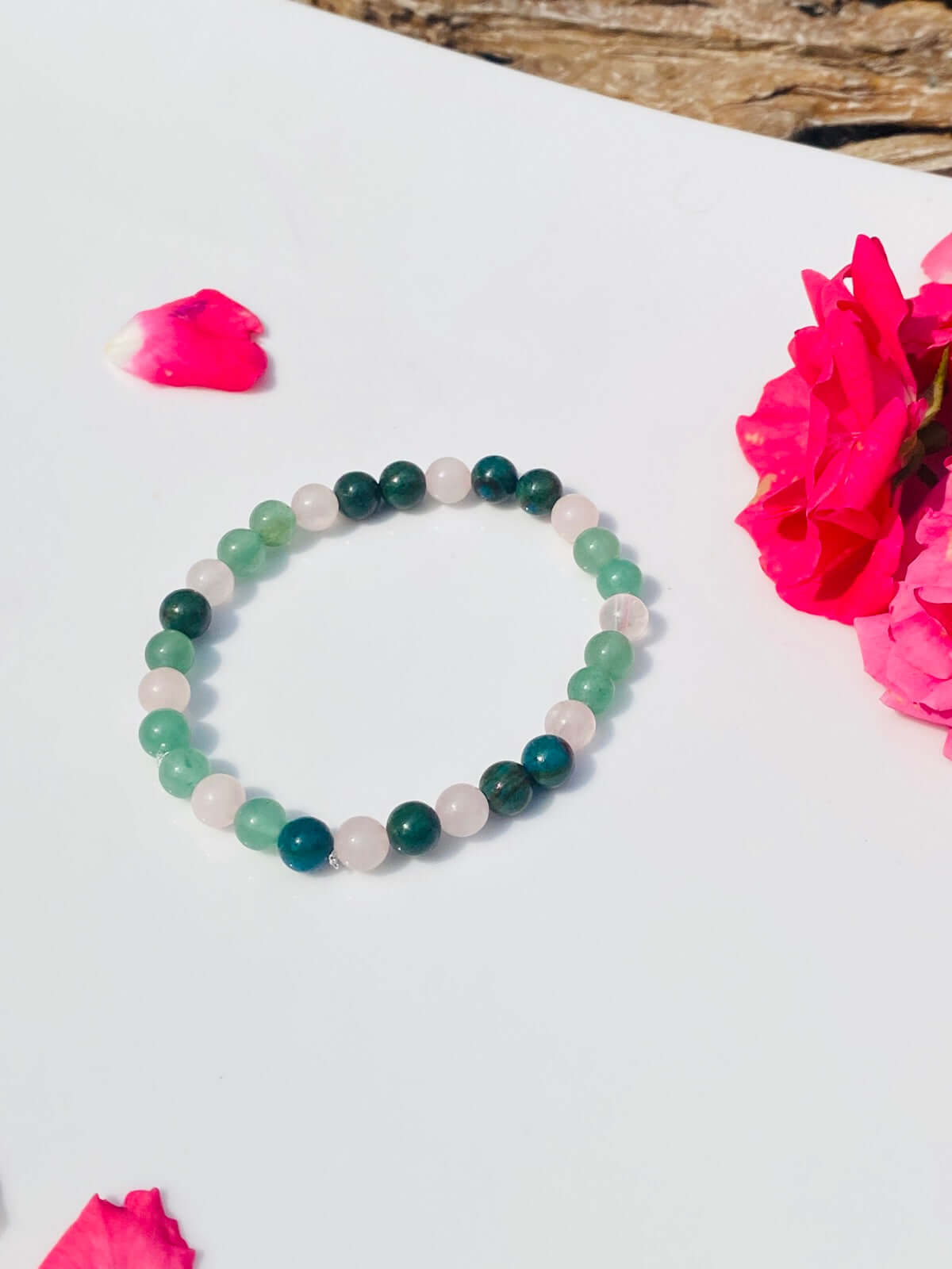 Bracelet "COEUR" aventurine, héliotrope et quartz rose