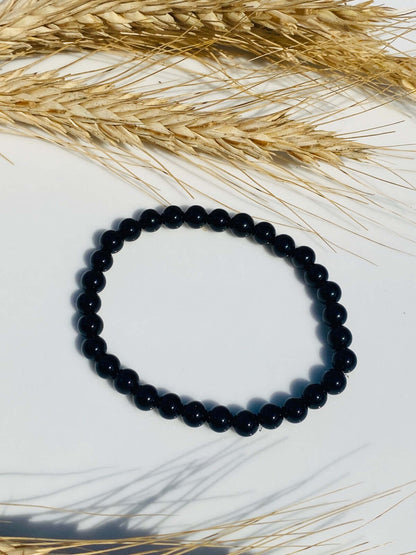 Bracelet en pierre de guérison ONYX avec 28 perles et 17 cm de circonférence