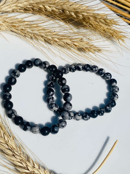 Bracelet flocon de neige OBSIDIAN - vous donne de la force et soulage les peurs